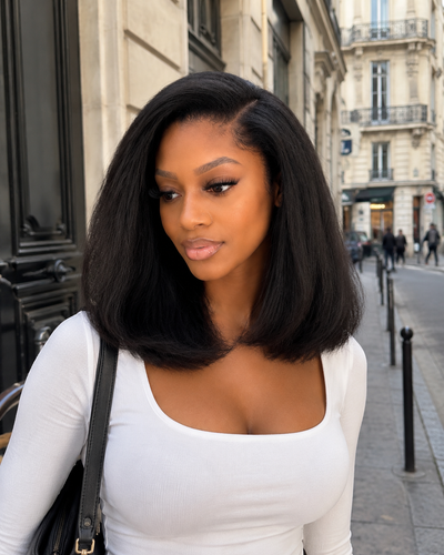 Voluminous kinky bob wig 5x5 glueless